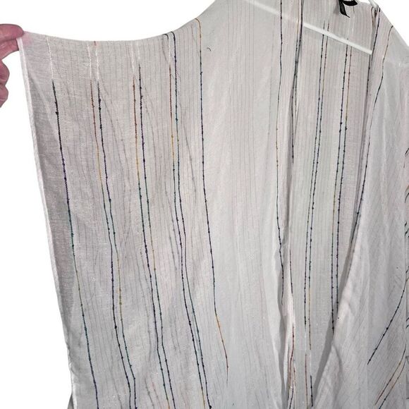 Torrid Open Front Rainbow Stripe Fringe Ruana Ivory Size O/S - Picture 3 of 7